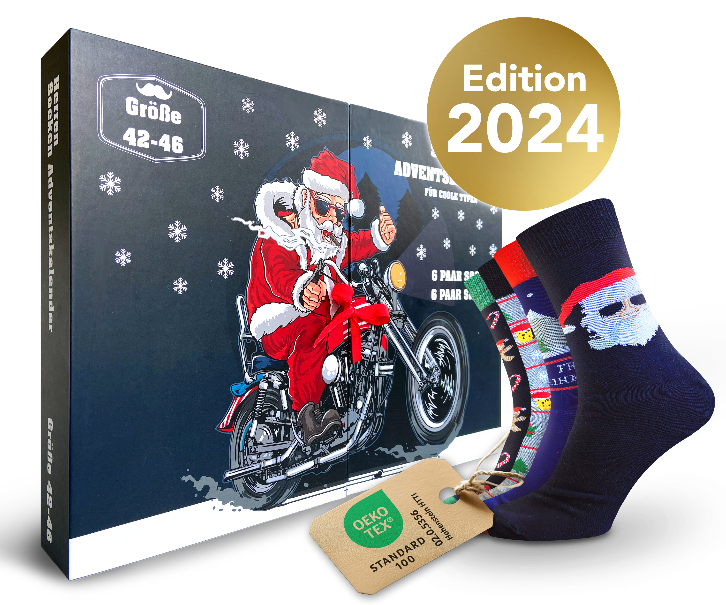 Socken Adventskalender mit Klappbox u Schleife